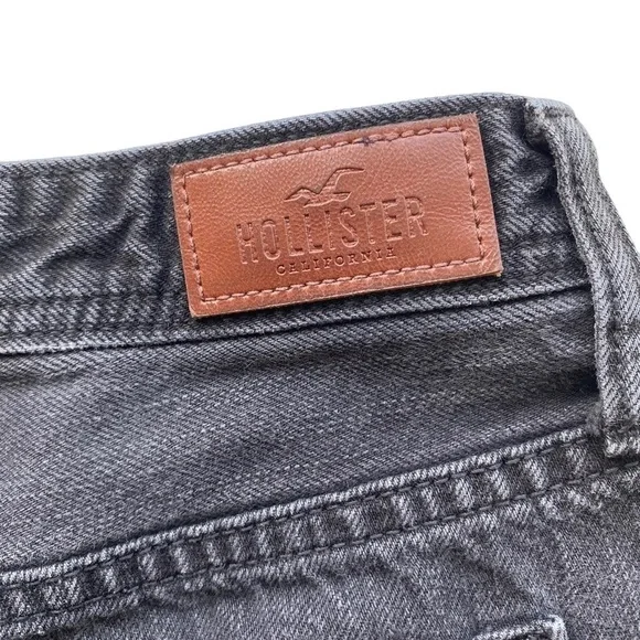 ✅Hollister Womens Jean Shorts Size 11 30 Black High Rise Mom Short 3” Distressed - Picture 6 of 9